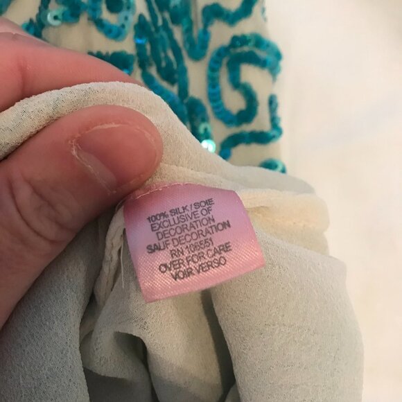 Calypso St. Barth Turquoise Aqua Blue Sequin Tank / Tunic  - size small - Picture 5 of 7